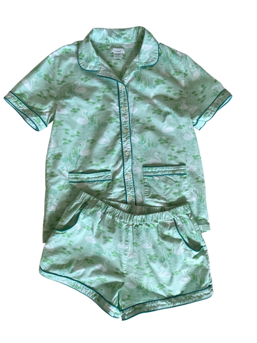 Red Land Cotton X Helmsie Green Pajama Top & Bottom Set Size Medium Made In USA